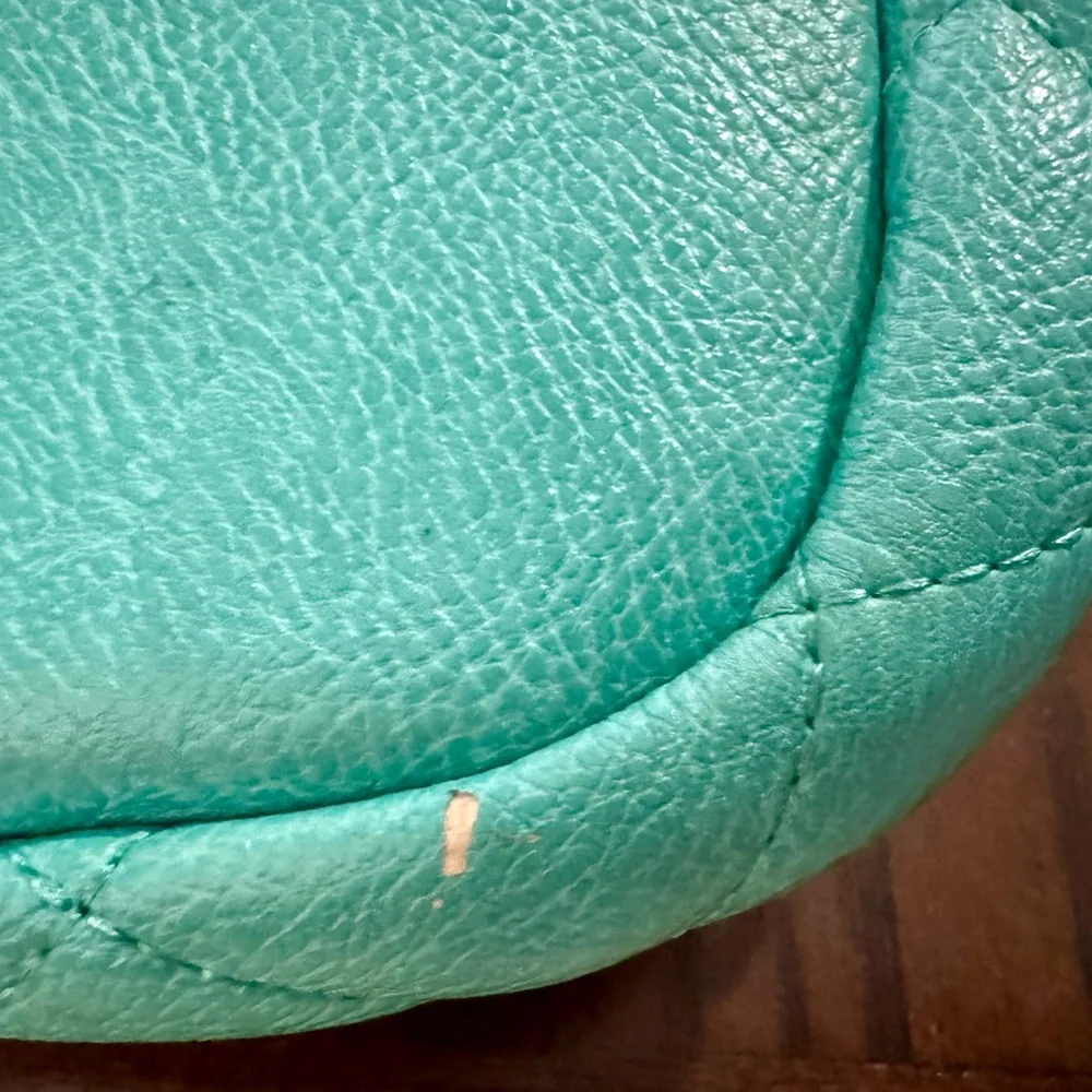 Big Buddha Turquoise Quilted Floral Glam Bag with Gold Chain Accents Luxury - Picture 15 of 16